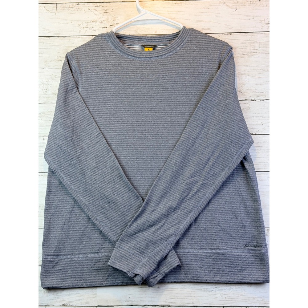 Eddie Bauer Women's L Gray Ribbed Performance Top Athleisure Hiking Outdoorcore